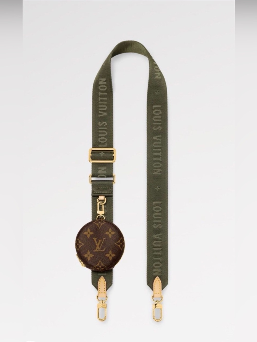 Louis Vuitton green Strap with Monogram Round Coin Pouch and Gold Hardware